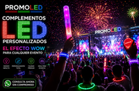 Complementos LED personalizados para eventos. Contacta ahora en 1 minuto por WhatsApp